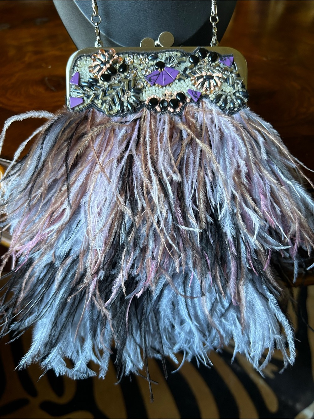 Moo Roo Ostrich Feather Purse